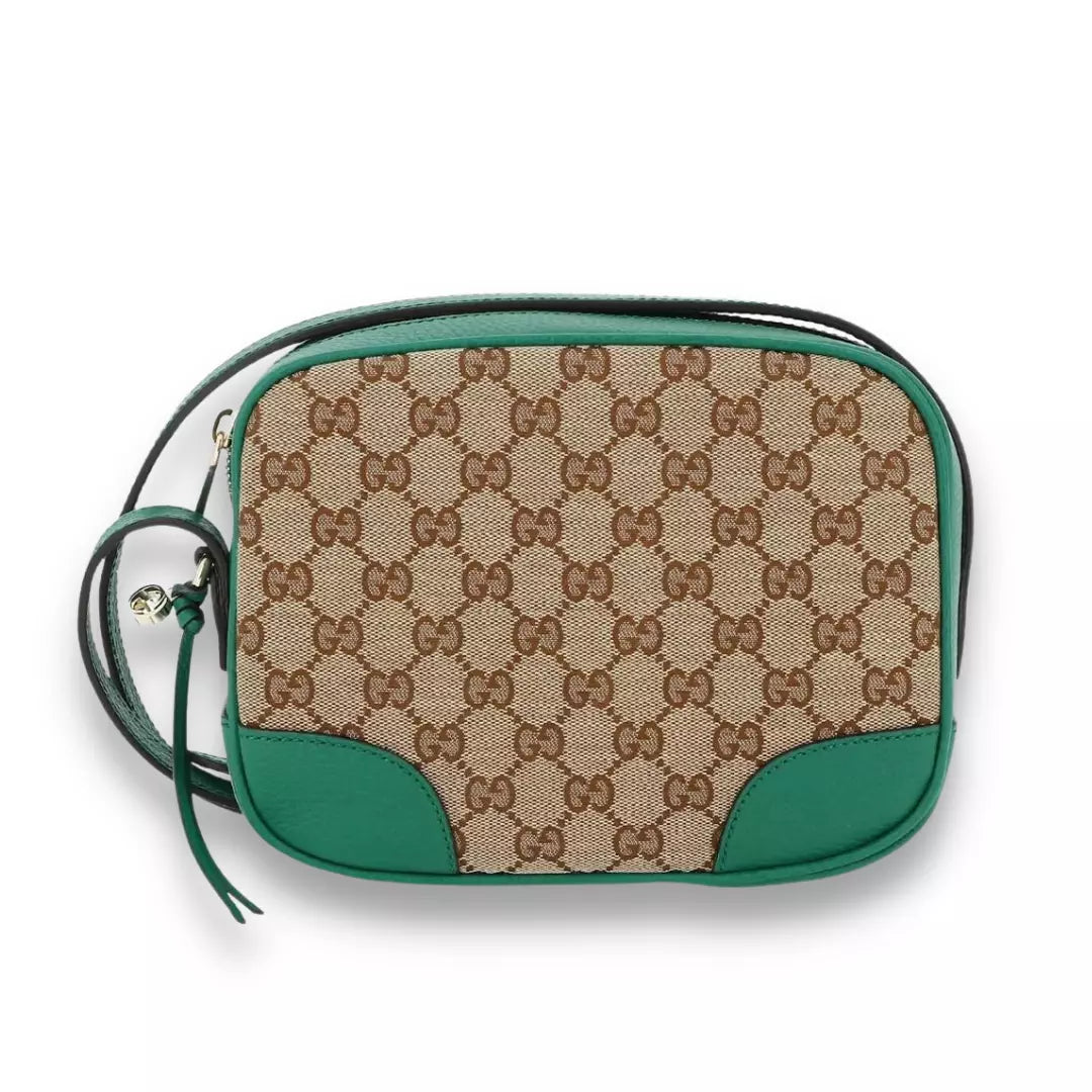 GUCCI GREEN GG CANVAS AND LEATHER BREE CROSSBODY BAG