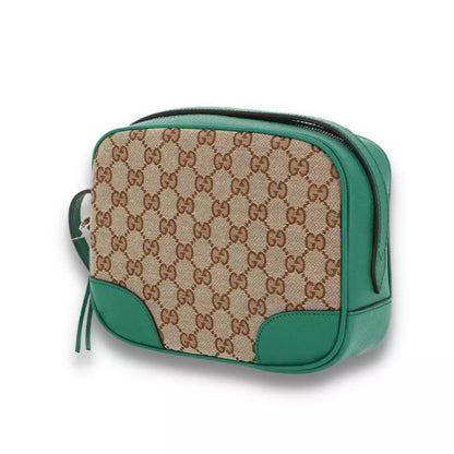BOLSO BANDOLERA GUCCI BREE DE LONA Y PIEL CON GG VERDE