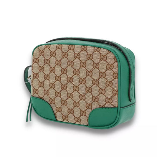 BOLSO BANDOLERA GUCCI BREE DE LONA Y PIEL CON GG VERDE
