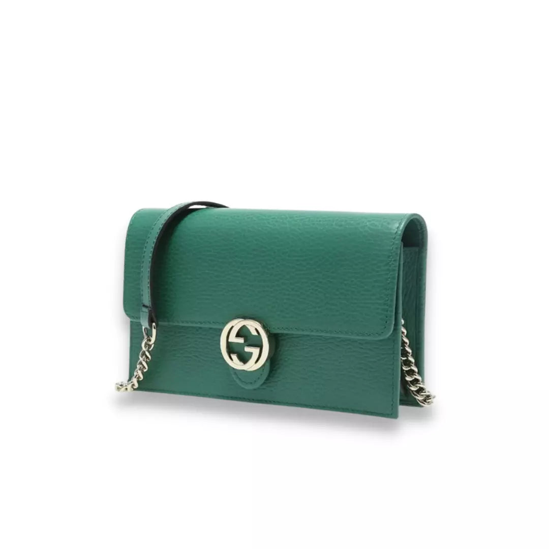 Gucci ladies chain coin purse bag in discount green