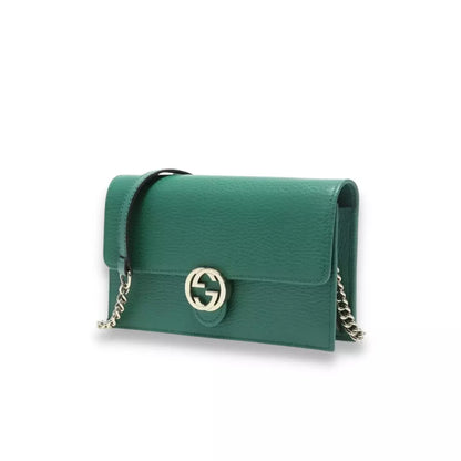 BOLSO GUCCI DE PIEL VERDE ENTRELAZADA