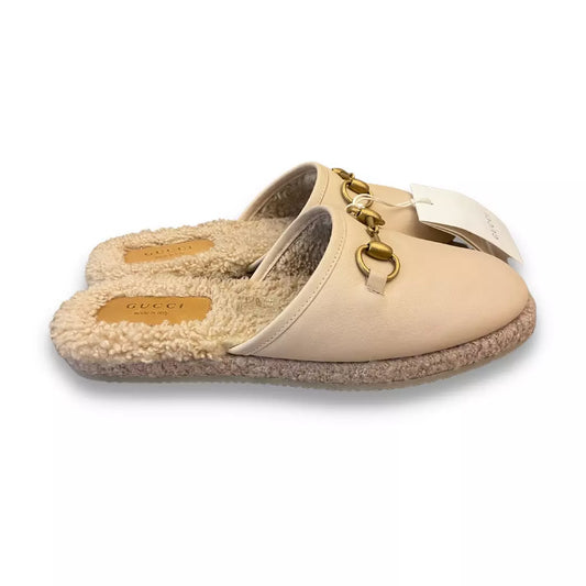 GUCCI NUDE LEATHER HORSEBIT LOAFERS