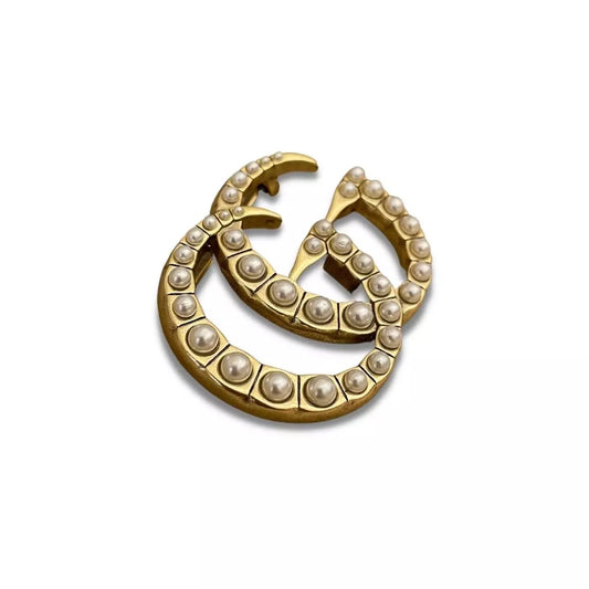 GUCCI PEARLS DOUBLE G BROOCH