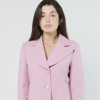 TRAJE GUCCI DE SEDA CREPÉ ROSA LILA 