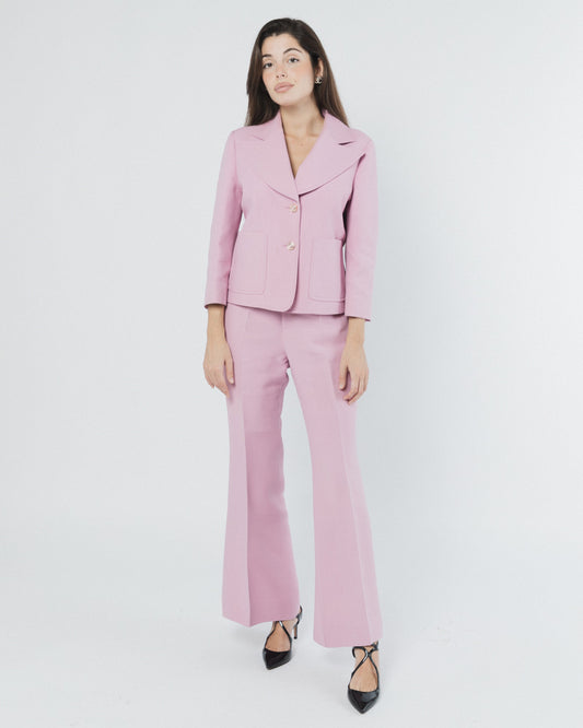 TRAJE GUCCI DE SEDA CREPÉ ROSA LILA 