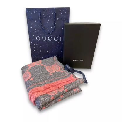 GUCCI PINK/SILVER GG JUMBO WOOL SCARF