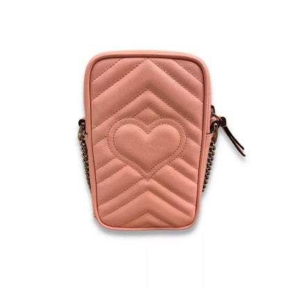 MINI BOLSO GG MARMONT DE PIEL MATELASSÉ ROSA GUCCI