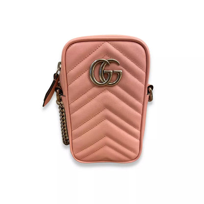 MINI BOLSO GG MARMONT DE PIEL MATELASSÉ ROSA GUCCI
