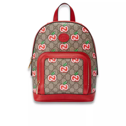 MOCHILA GUCCI GG SUPREME DE LONA ROJA CON MANZANA