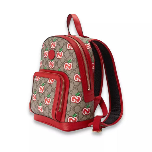 MOCHILA GUCCI GG SUPREME DE LONA ROJA CON MANZANA