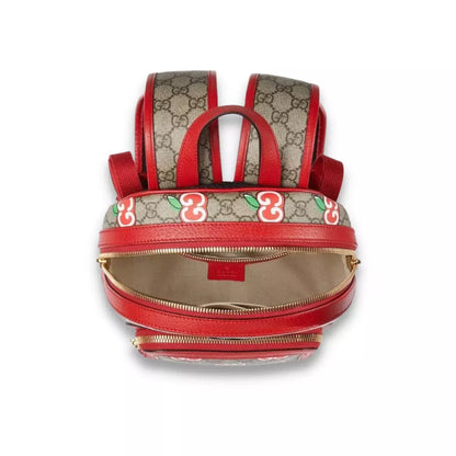 MOCHILA GUCCI GG SUPREME DE LONA ROJA CON MANZANA