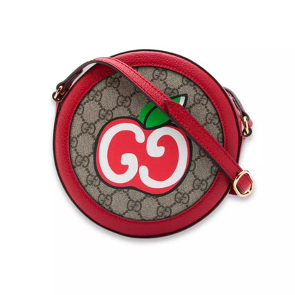 BOLSO REDONDO DE MANZANA DE LONA GG SUPREME DE GUCCI ROJO