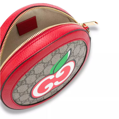 BOLSO REDONDO DE MANZANA DE LONA GG SUPREME DE GUCCI ROJO