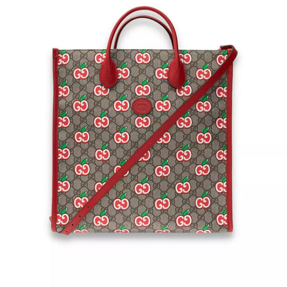 BOLSO TOTE DE MANZANA DE LONA GG SUPREME ROJO DE GUCCI