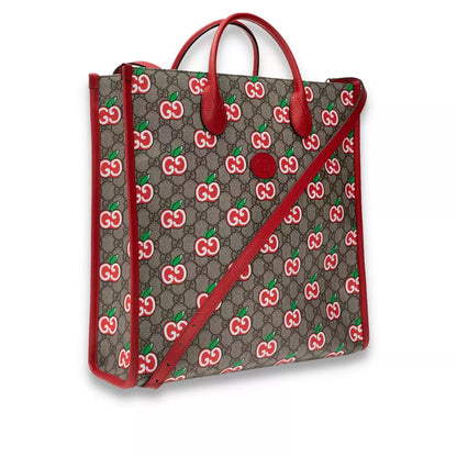 BOLSO TOTE DE MANZANA DE LONA GG SUPREME ROJO DE GUCCI