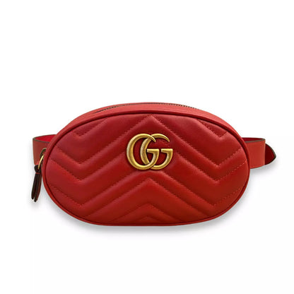 GUCCI RED METALASSÉ MARMONT BELT BAG