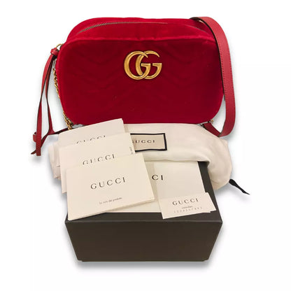 GUCCI RED VELVET MARMONT BAG