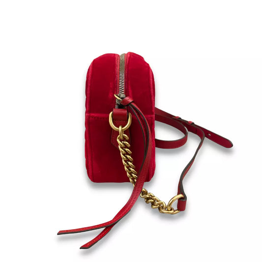 GUCCI RED VELVET MARMONT BAG