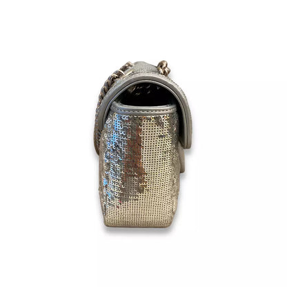 GUCCI SILVER SEQUIN GG MARMONT BAG