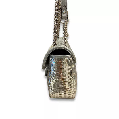 GUCCI SILVER SEQUIN GG MARMONT BAG