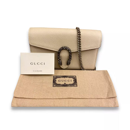 GUCCI WHITE DIONYSUS LEATHER MINI CHAIN BAG