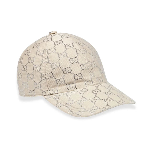 GUCCI WHITE GG LAMÉ HAT