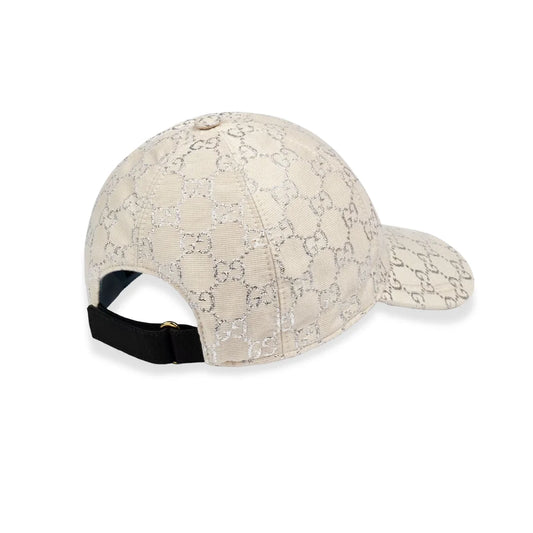 GUCCI WHITE GG LAMÉ HAT