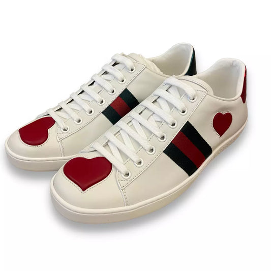 GUCCI WHITE / HEARTS  ACE SNEAKERS