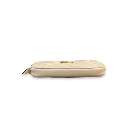 GUCCI WHITE MATELASSÉ LEATHER GG MARMONT MINI BAG