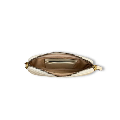 GUCCI WHITE MATELASSÉ LEATHER GG MARMONT MINI BAG