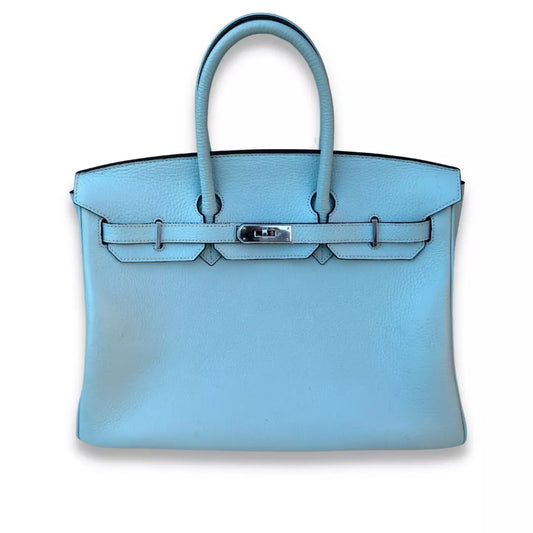 HERMÈS BIRKIN 35 J7 BLUE LIN TOGO LEATHER BAG