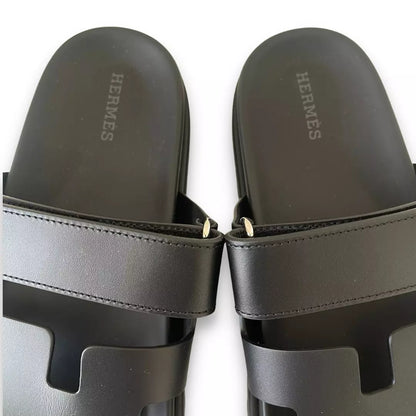 Sandalias Hermes de piel negra chipre