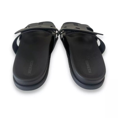 Sandalias Hermes de piel negra chipre