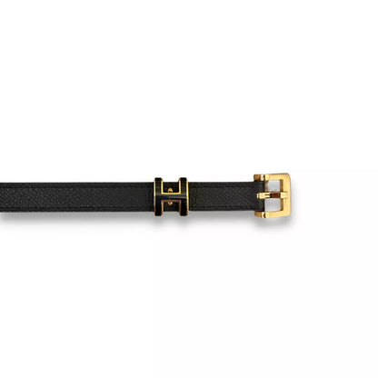 HERMÈS BLACK LEATHER POP H 15 BELT