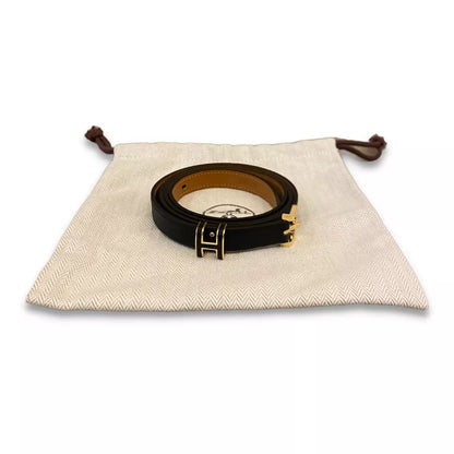 HERMÈS BLACK LEATHER POP H 15 BELT
