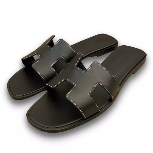 Hermès Black Oran Sandals