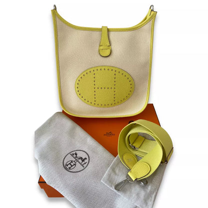 HERMÈS EVELYNE 29 LIME & ECRU CLEMENCE BAG