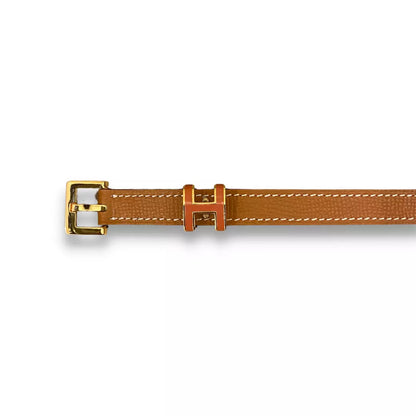 HERMÈS GOLD LEATHER POP H 15 BELT
