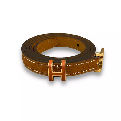 HERMÈS GOLD LEATHER POP H 15 BELT