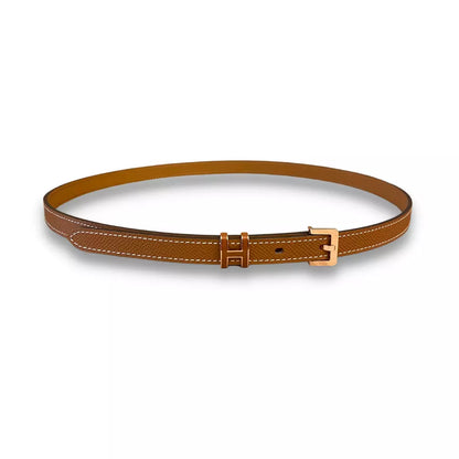 HERMÈS GOLD LEATHER ROSE BUCKLE POP H 15 BELT