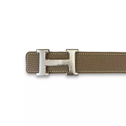 HERMÈS H BUCKLE ETOUPE/BLACK REVERSIBLE BELT