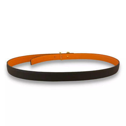 HERMÈS H CURSIVES ORANGE/BLACK REVERSIBLE BELT