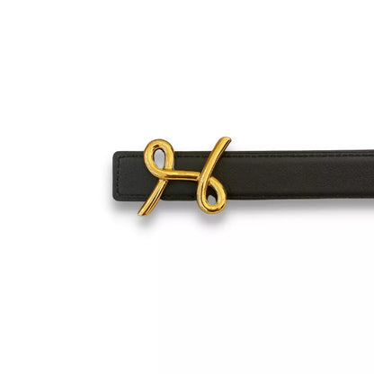 HERMÈS H CURSIVES ORANGE/BLACK REVERSIBLE BELT