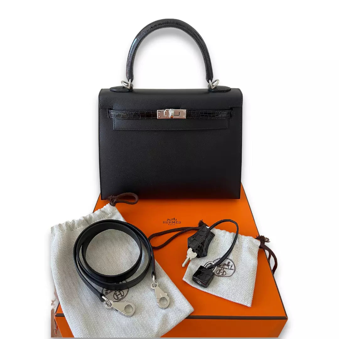 Hermès Kelly 25 Touch Black Epsom & Crocodile Bag – EYE LUXURY CONCIERGE