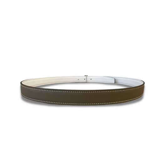 HERMÈS MINI H ETOUPE/WHITE REVERSIBLE BELT