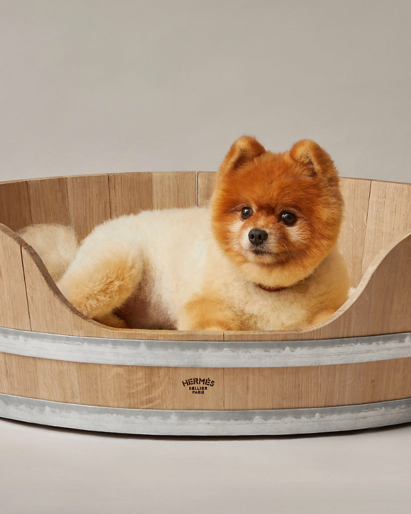 Hermès Oak Wood Barrel Dog Bed