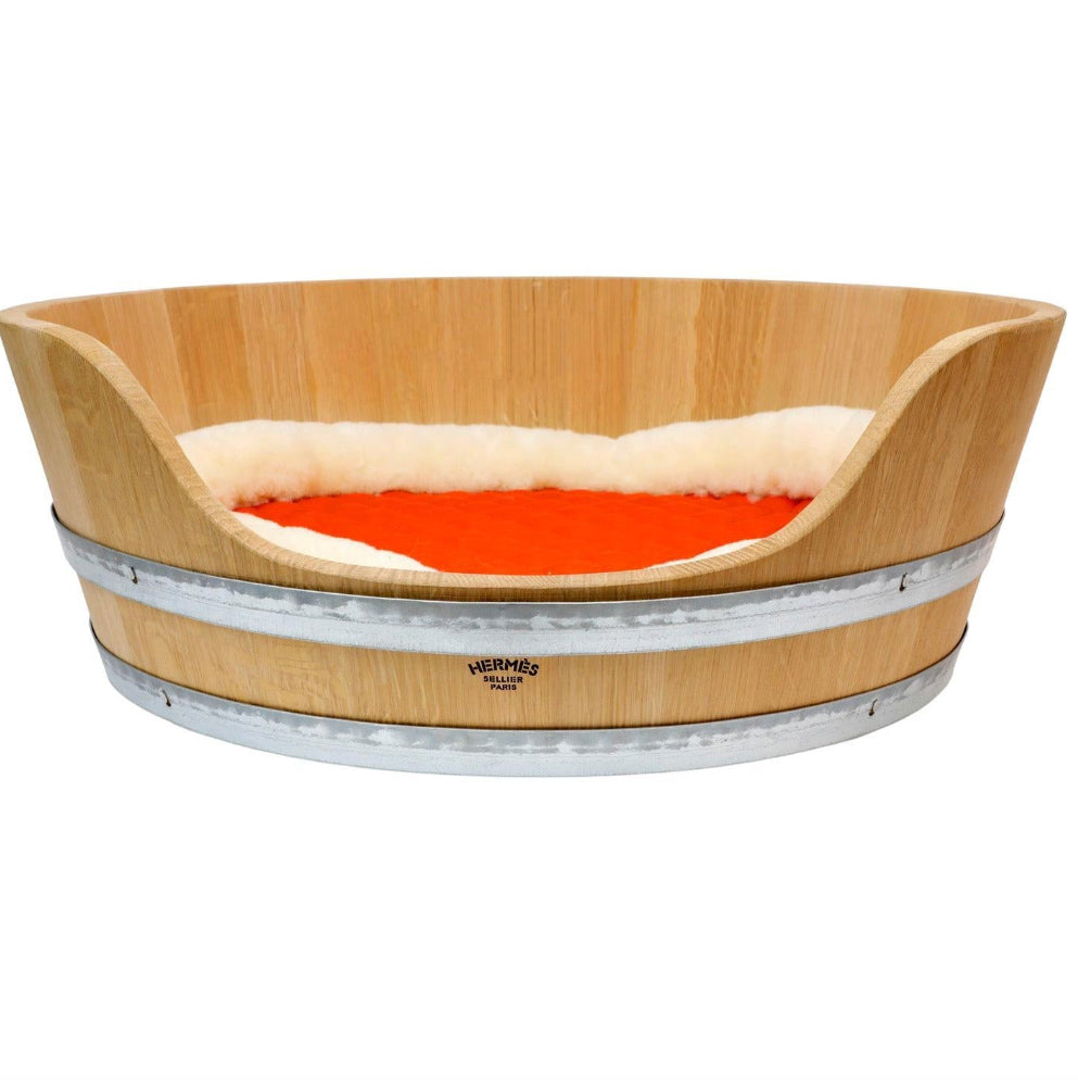 Hermès Oak Wood Barrel Dog Bed