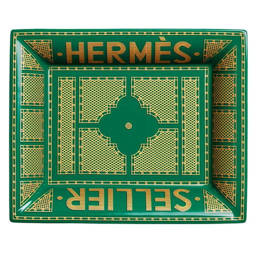 HERMÈS PORCELAIN GREEN CHANGE TRAY SELLIER