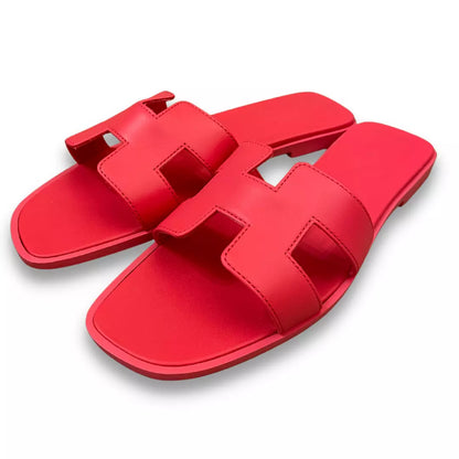 Sandalias Hermes color rosa y naranja
