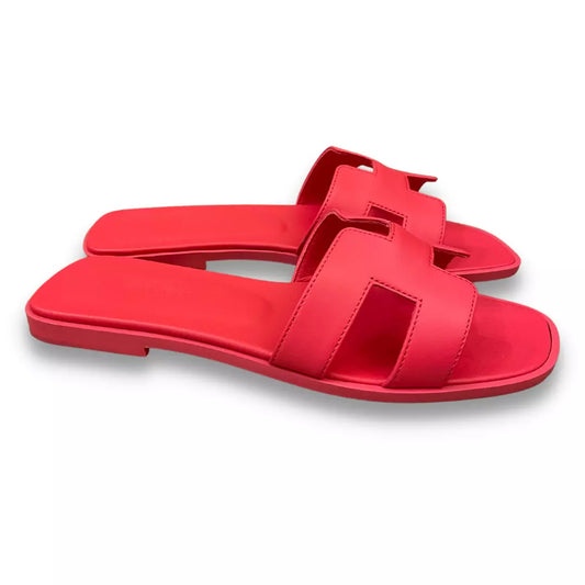 Sandalias Hermes color rosa y naranja